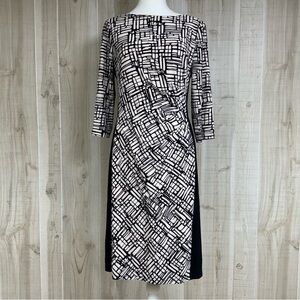 Ralph Lauren Geometric Black and White Jersey Sheath Dress 10